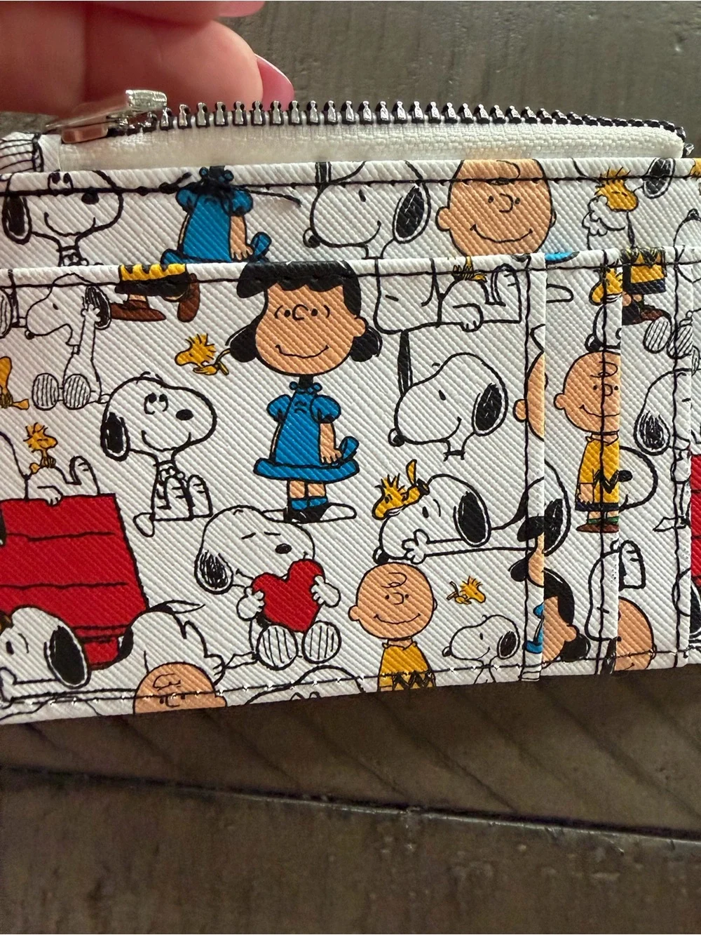 Peanuts Snoopy Card Holder with Keychain - White Multi NWOT